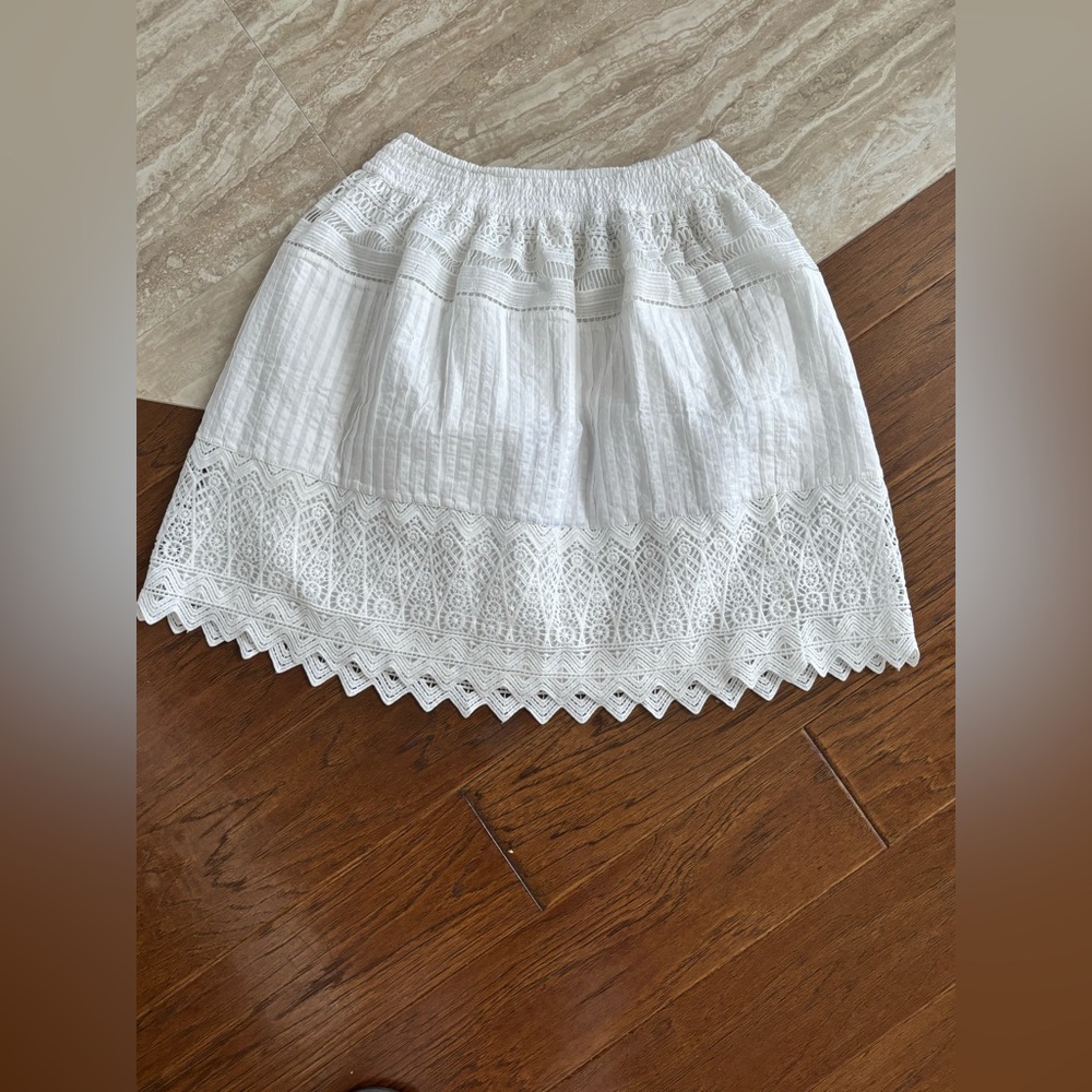 Women's White Lace-Trim Circle Skirt